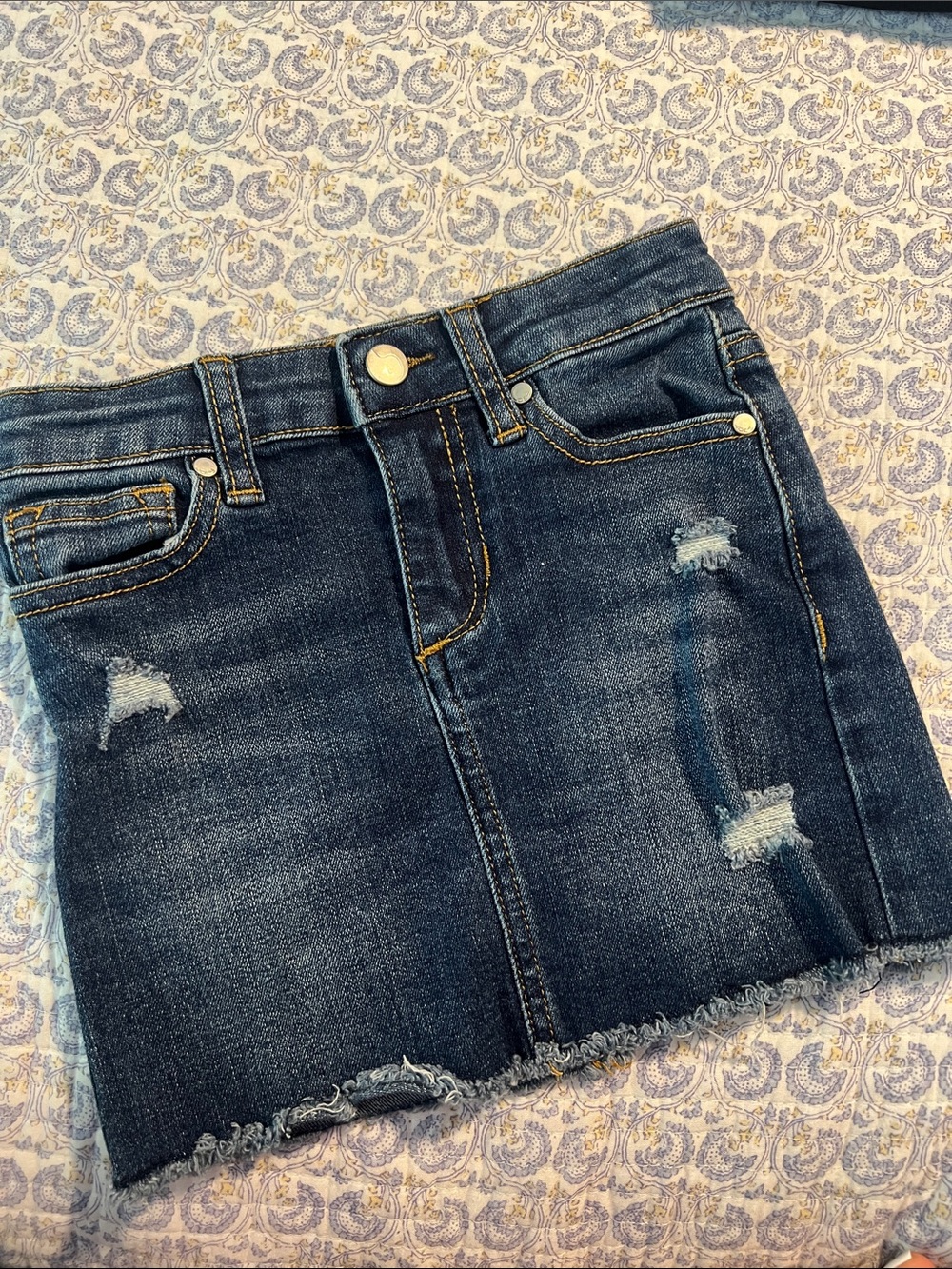 Joe's Jeans Dark Blue Distressed Denim Mini Skirt